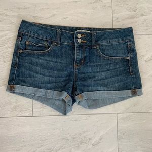 folded denim shorts